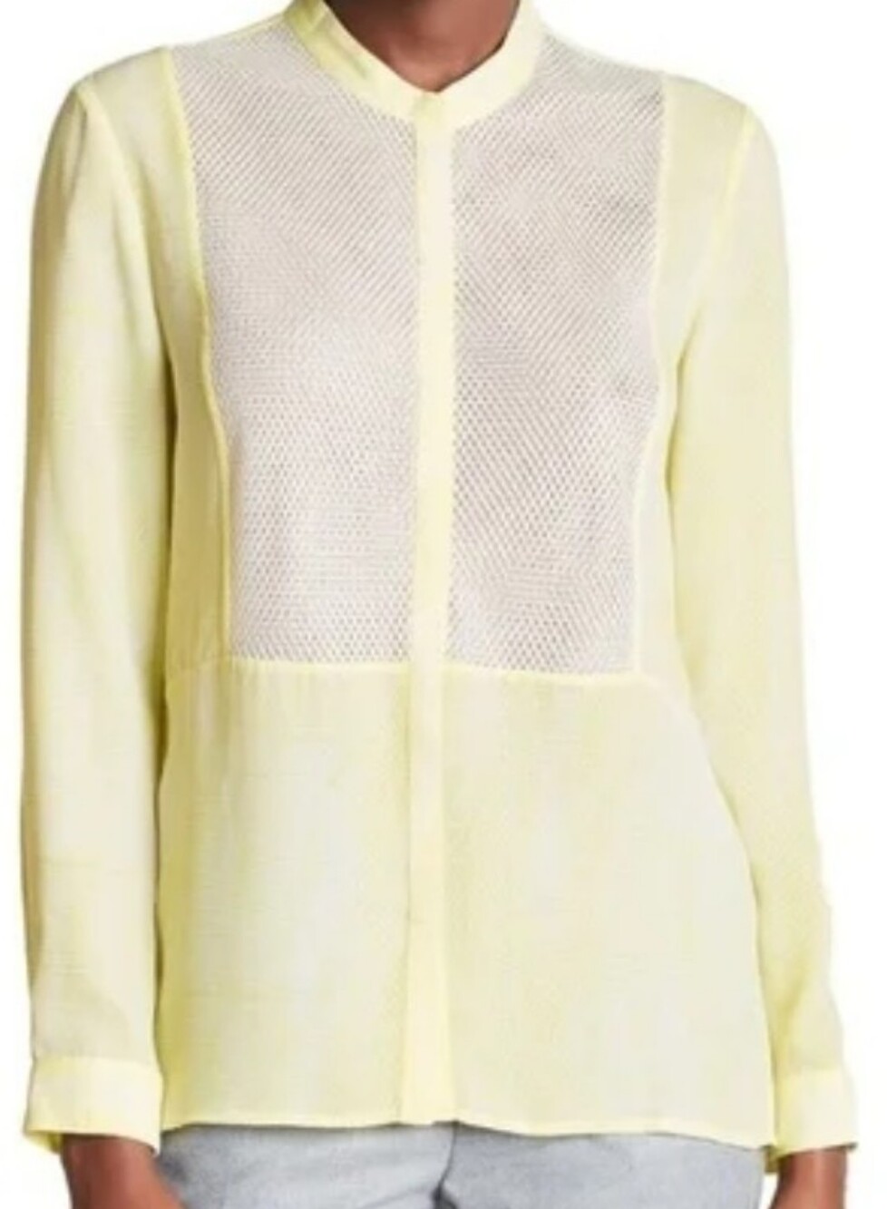 The Kooples Sport Butter Yellow Honeycomb Buttondown Lightweight Top